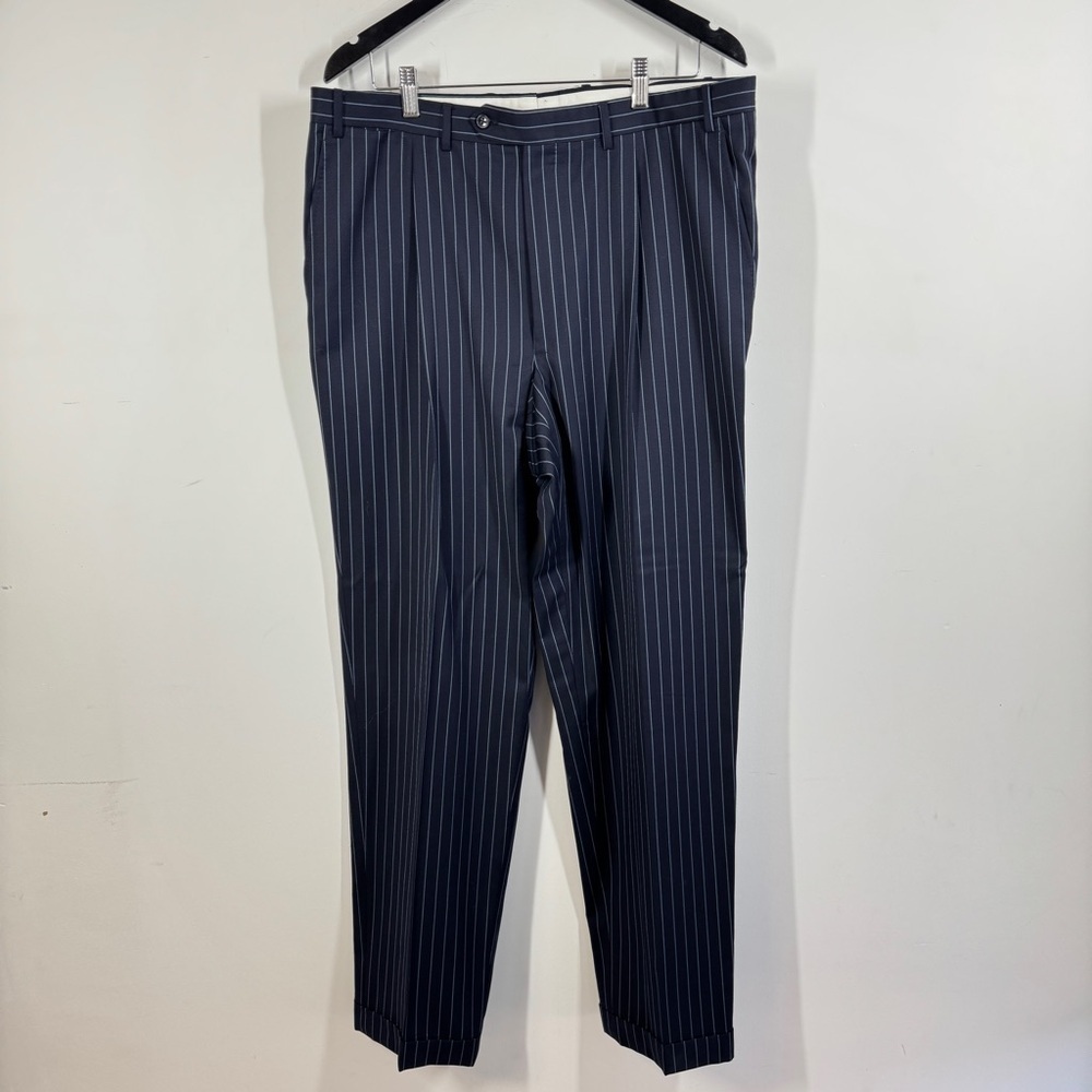 Canali Navy Pinstripe Wool Blazer Set Size 54L Made in Italy Classic Tailored - Picture 10 of 16